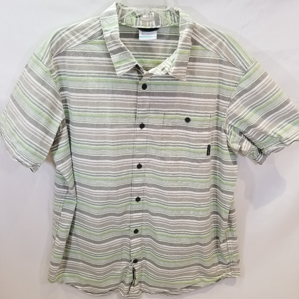 Columbia Stripe Short Sleeve Button Down Shirt XL
